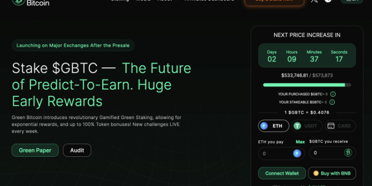 The Future of Bitcoin Is Here – In The Form of Predict-To-Earn Sensation Green Bitcoin (GBTC)