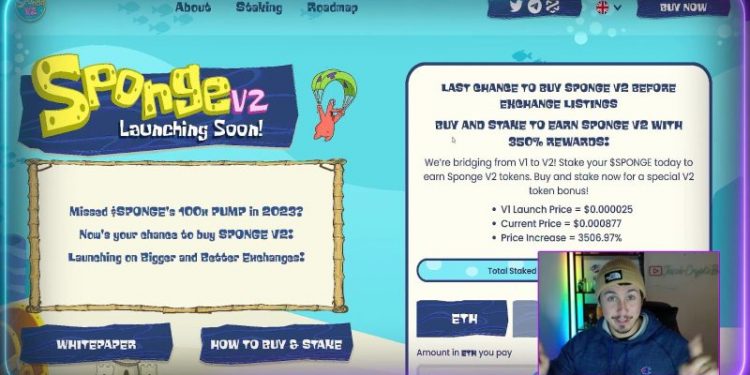 SPONGE Staking Skyrockets to 5 Billion Tokens Locked as Markets Brace For Seismic Launch of SPONGEV2