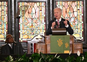 Biden, at Black church, says Republicans are ‘trying to steal history’