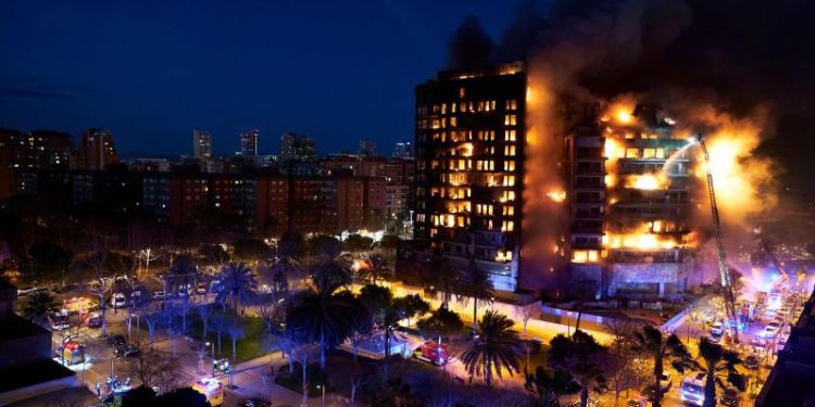 At least 13 people injured in building fire in Spanish city of Valencia