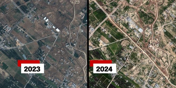 Israeli road splitting Gaza in two has reached the Mediterranean coast, satellite imagery shows