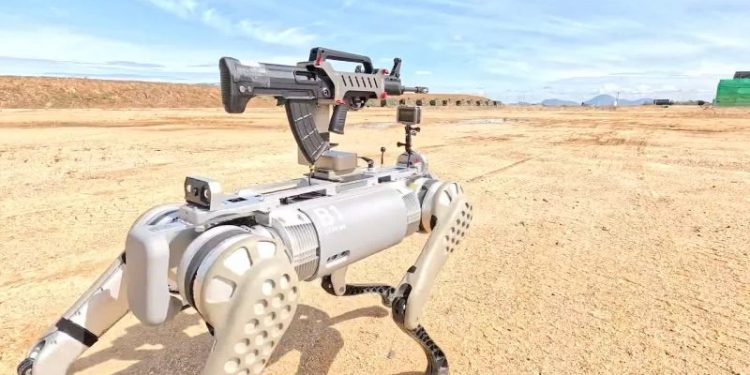 China’s military shows off rifle-toting robot dogs