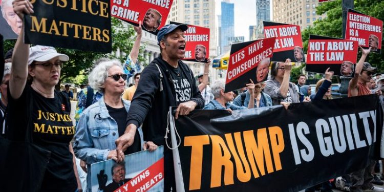 Some Democrats express glee over Trump convictions