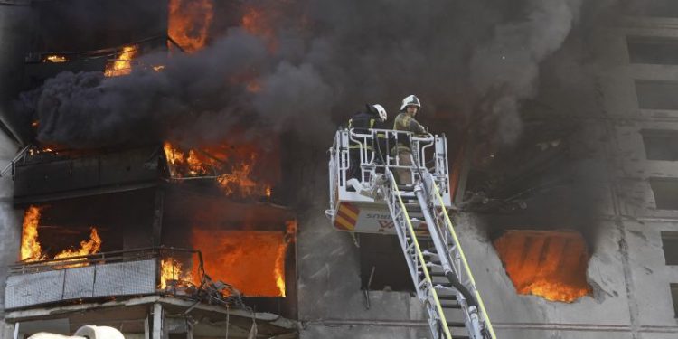 Russian strike hits apartment block in Ukraine’s Kharkiv, injuring more than 40