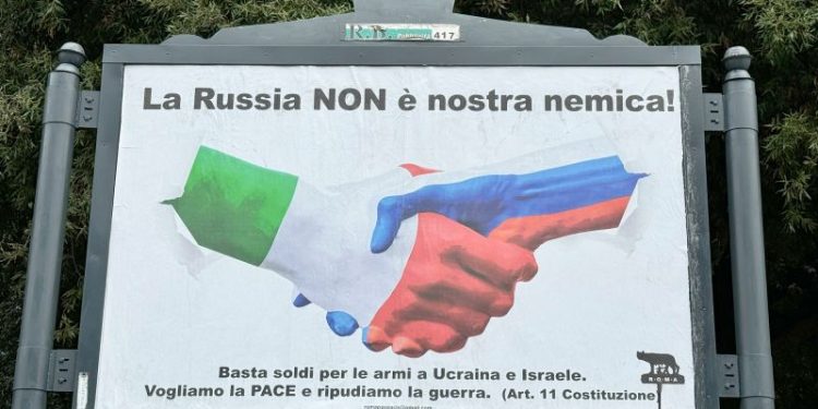 Pro-Russian posters appear on billboards across Italy