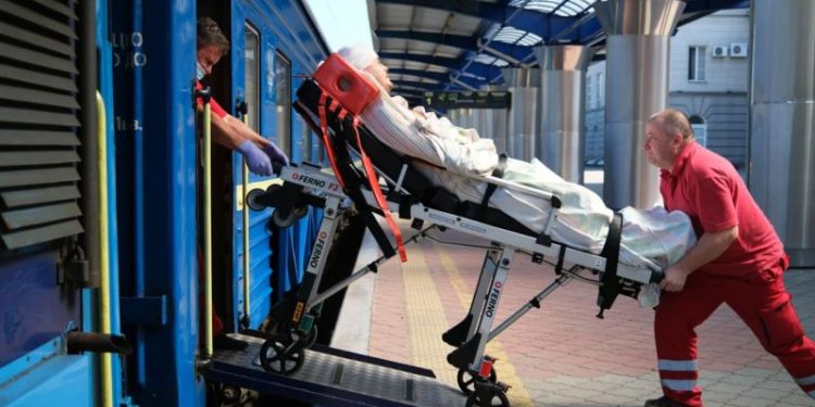 On board a lifesaving hospital train bringing Ukraine’s wounded soldiers to safety