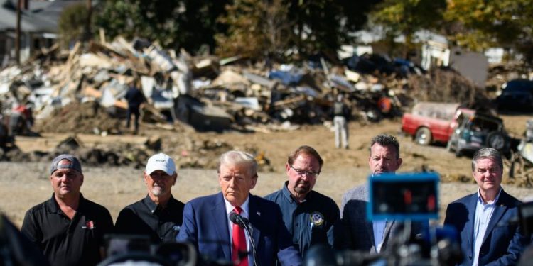 Trump refuses to denounce threats to FEMA, doubles down on falsehoods