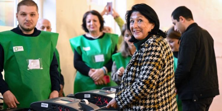 Georgia’s pro-Western president condemns ‘troubling incidents of violence’ at polling stations with crucial vote underway