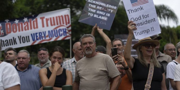 White South Africans gather in support of Trump and his claims that they are victims of racism