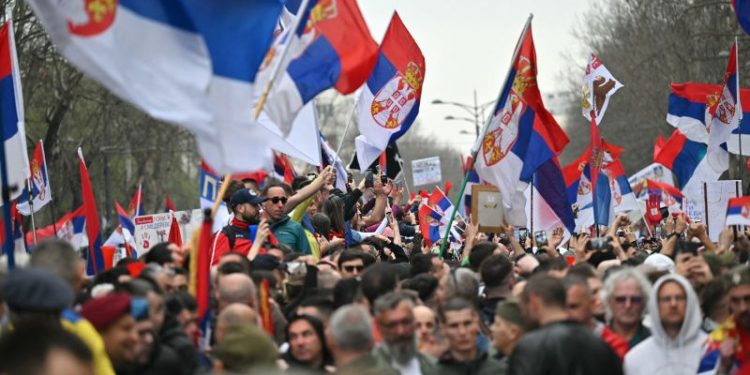 Tens of thousands rally in massive anti-corruption protest against Serbian government