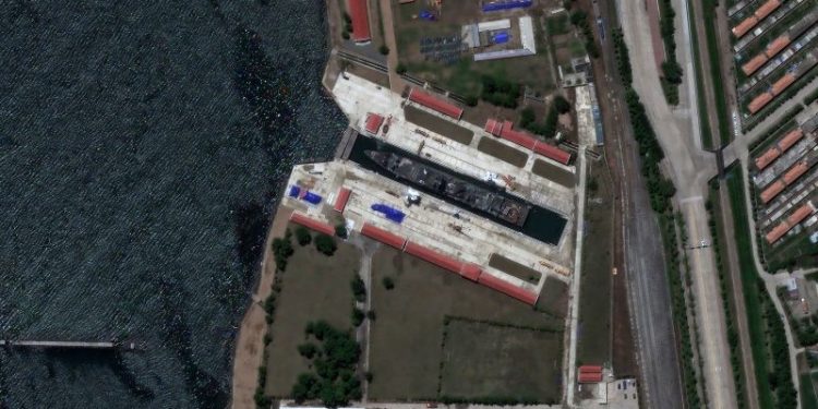 Satellite images show damaged North Korean warship moved to drydock near Russian border