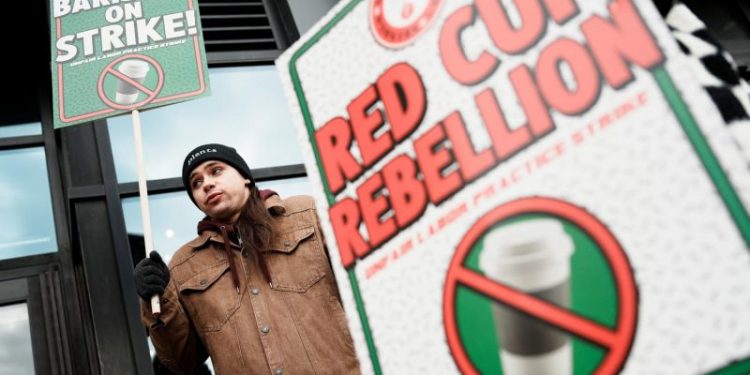 More than 1,000 Starbucks workers strike at 65 stores on Red Cup Day